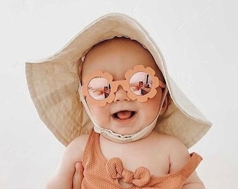 Chapeau de bébé naturel, chapeau de plage pour bébé, chapeau d'été pour tout-petits, chapeau de bébé neutre, chapeaux de soleil pour bébé, chapeau de bébé en lin, chapeau de soleil de plage, chapeau de bébé Boho