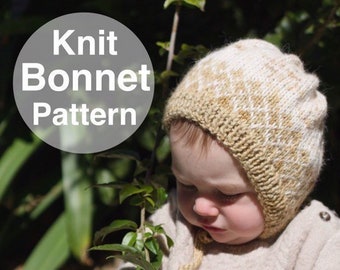 Knit Baby Bonnet Pattern, Garden Baby Bonnet, Worsted Weight Yarn Knitting Pattern