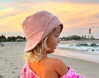 Pink Baby Sun Hat, Bucket Hat for Girls, Toddler Brim Hat, Pink Newborn Summer Gift, Corduroy Hat, Girl Beach Accessory, Baby Sun Protection