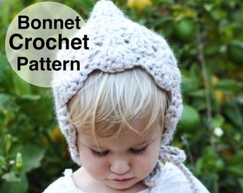 Crochet Pattern Pixie Baby Bonnet , PDF download, Intermediate Crochet Pattern, Baby Infant Toddler Hat Crochet Pattern