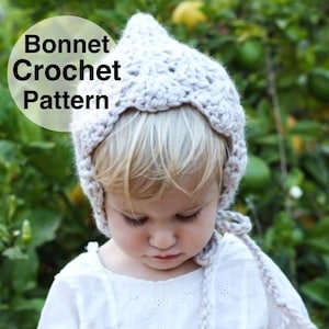 Crochet Pattern Pixie Baby Bonnet , PDF download, Intermediate Crochet Pattern, Baby Infant Toddler Hat Crochet Pattern