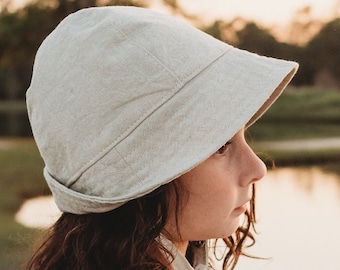 Handmade Linen Sun Hat for Toddlers: Neutral Baby Bucket Hat