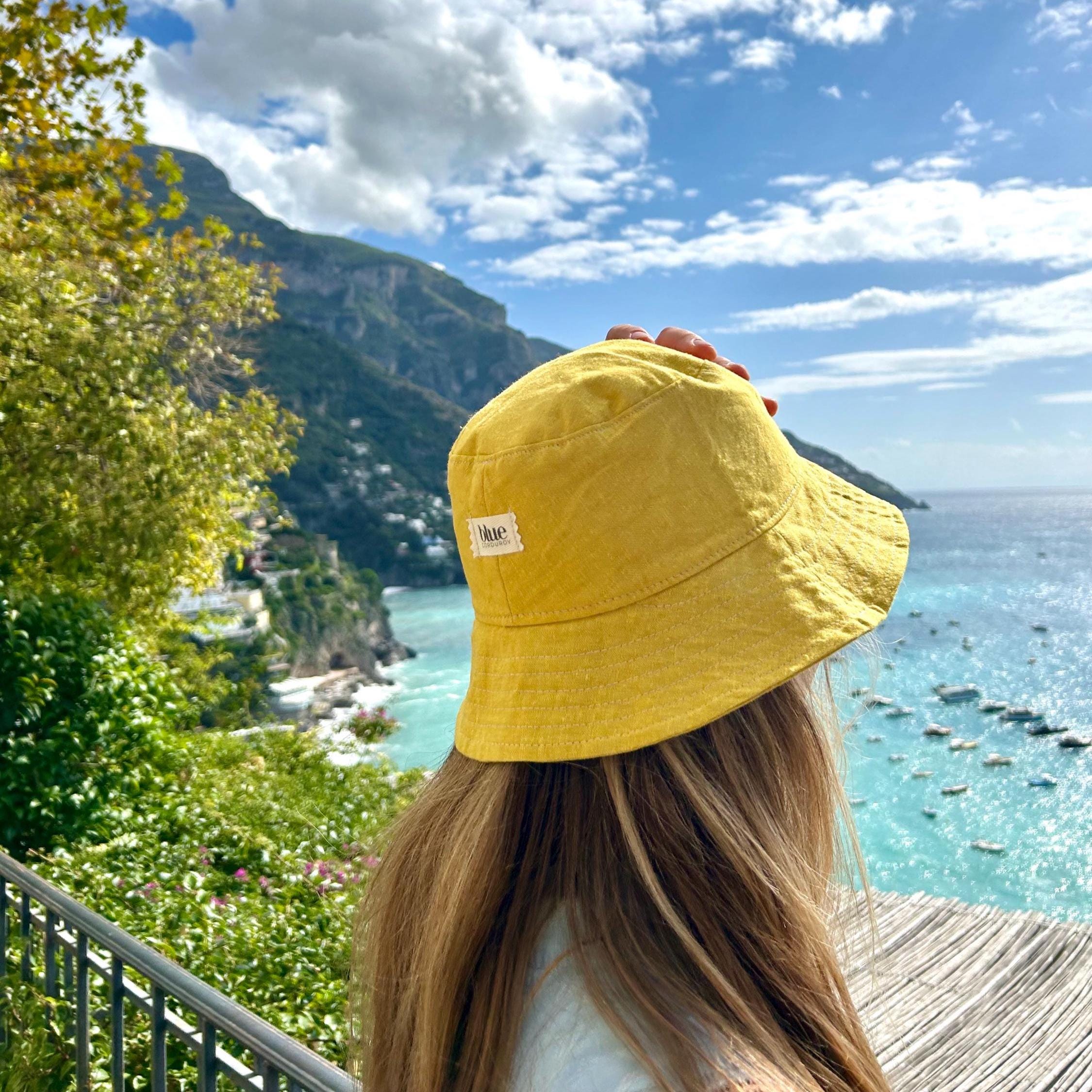 Women Wide Brim Summer Sun Hat Wired Edge Beach Bucket Fishing Hats Yellow Yellow Cotton Bucket Hat, Women Bucket Hat, One Size Hat  main image 2