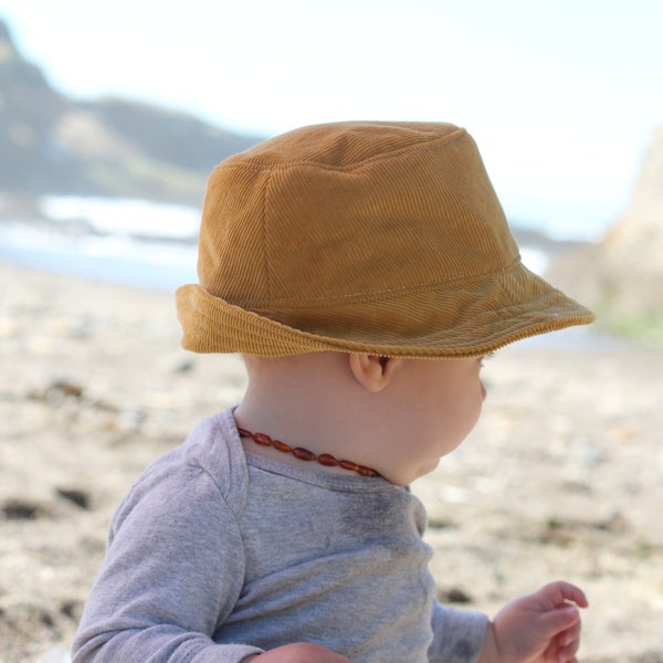 Mustard Corduroy Baby Fedora Sun Hat for Boys and Girls