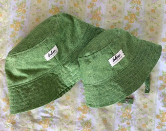 Matching Mommy and Baby Hats, Gift Set for New Mom and Infant, Bucket Hats, Green Fabric Sun Hats, Family Sun Protection, Outdoor Accessory