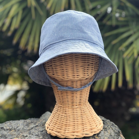 Denim Bucket Hat for Baby Toddler,Washed Cotton Traveling Beach Sun  Protection Cap for Kids