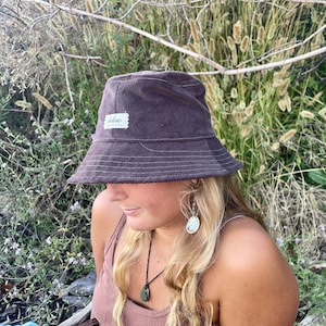Cappello da pescatore in velluto a coste marrone fatto a mano: cappello da sole unisex in cotone