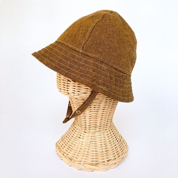 Brown Brimmed Sun Hat, Baby Bucket Hat, Outdoor Baby Hat, Linen Sun Hat, Sun Hat for Boys
