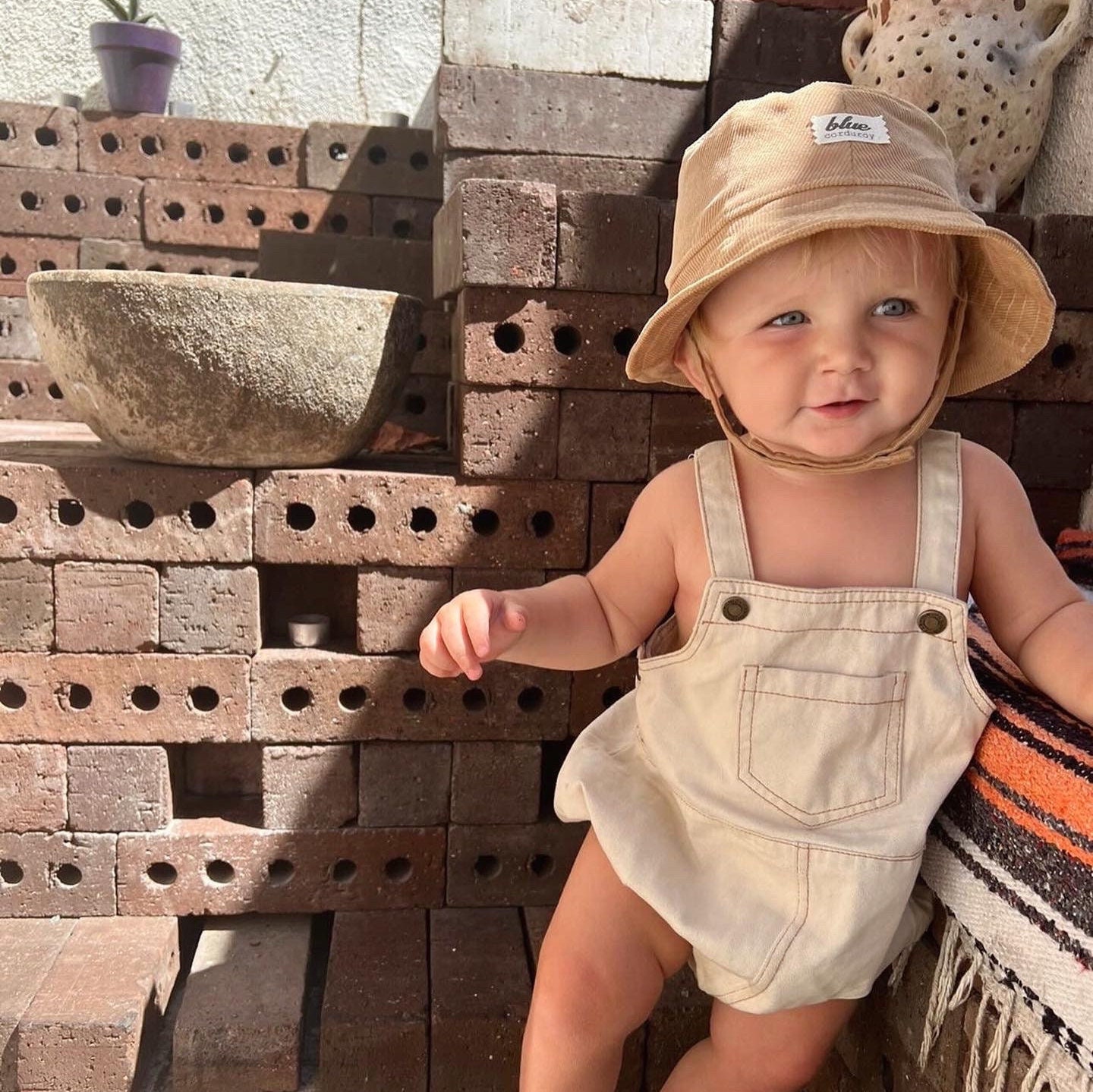 Corduroy Baby Bucket Hat: Infant Sun Protection, Neutral Tan