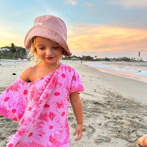 Pink Baby Sun Hat, Bucket Hat for Girls, Toddler Brim Hat, Pink Newborn Summer Gift, Corduroy Hat, Girl Beach Accessory, Baby Sun Protection image 4