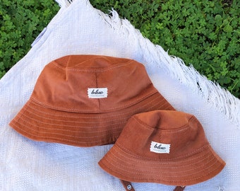Matching Mommy and Baby Hats, Corduroy Bucket Hats, Gift for New Mom, Nature Lover Accessories, Outdoor Family Clothes, Rust Sun Hats