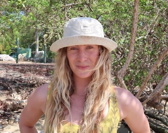 Linen Blend Bucket Hat: Beige Summer Travel Hat