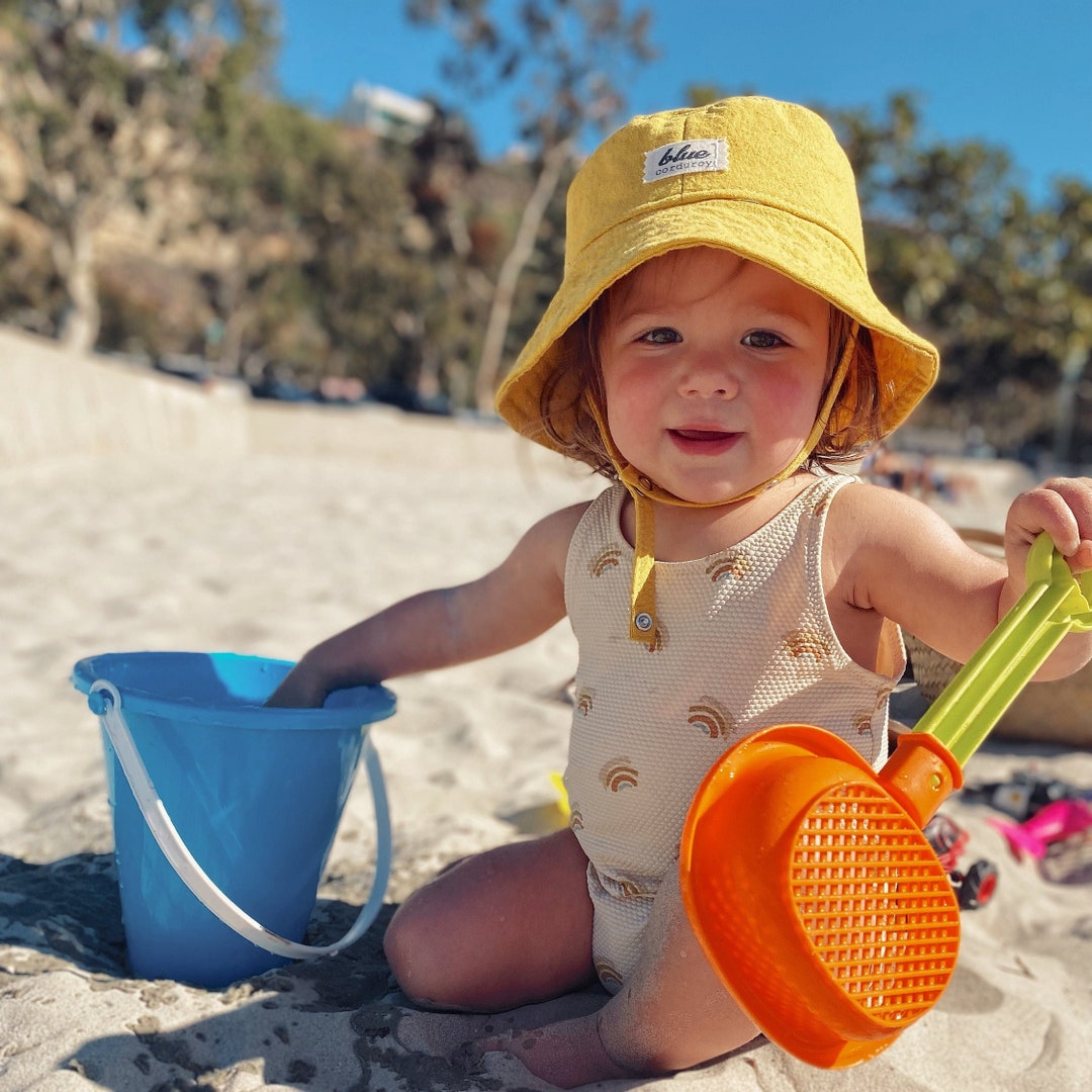 Blue Bucket Hat, Wide Brim Beach Hat for Women, Boho Summer Hat