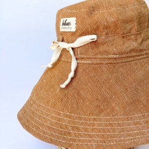 Wide Brim Sun Hat, Linen Womens Hat, Vacation Hat, Adjustable Fit Hat, Summer Birthday Gift for Her, Beach Vacation Gift, Fabric Garden Hat image 7