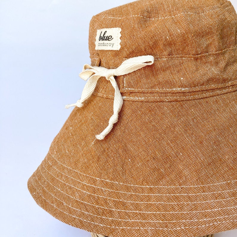 Wide Brim Sun Hat, Linen Womens Hat, Vacation Hat, Adjustable Fit Hat, Summer Birthday Gift for Her, Beach Vacation Gift, Fabric Garden Hat image 7