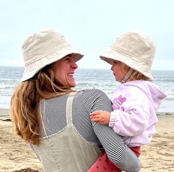 Matching Mommy & Baby Corduroy Bucket Hats - Stone White Set  display picture 1