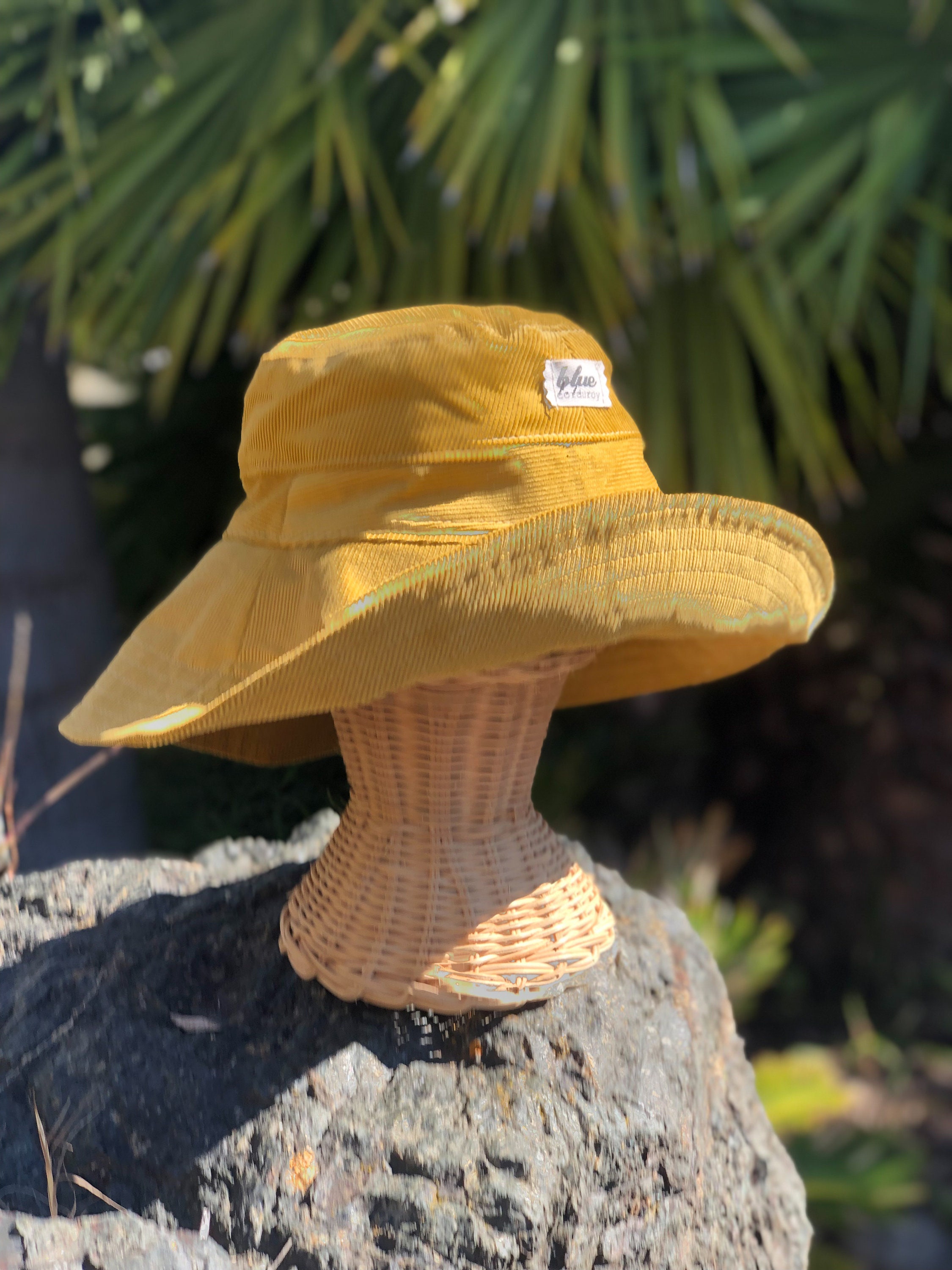 Yellow Corduroy Wide Brim Sun Hat: Boho Beach Style - Etsy display picture 3