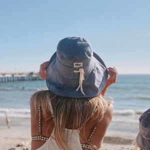 Linen Sun Hat, Casual Beach Style, Gift for Beach Mom, Adjustable Fit Hat, Foldable Wide Brim Hat, Vacation Accessory for Her
