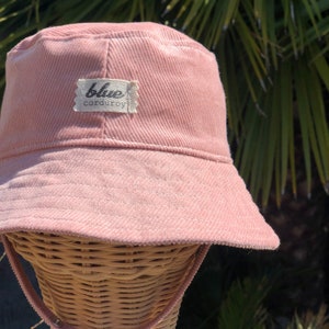 Pink Baby Sun Hat, Bucket Hat for Girls, Toddler Brim Hat, Pink Newborn Summer Gift, Corduroy Hat, Girl Beach Accessory, Baby Sun Protection image 7