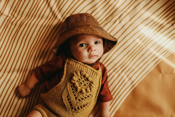 Newborn Boy Summer Hat, Boho Baby Hat, Brimmed Sun Hat, Summer