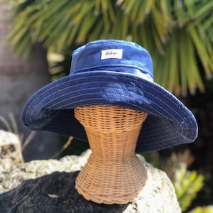 Blue Corduroy Bucket Hat, Wide Brim Beach Hat for Women, Boho Summer Sun Hat, Beach Style Hat, Foldable Fabric Hat, Gift for Mom, Ocean Blue