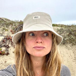 Beige Corduroy Bucket Sun Hat: Packable Cotton Beach Hat