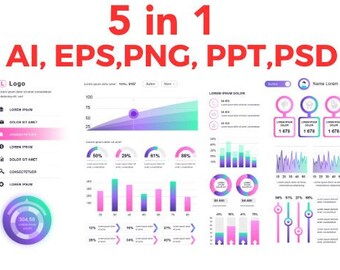 3D Infographics modern business elements collection ai, eps, png, ppt, psd 5 in 1 file infographic for business, work, study