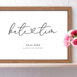 Personalised Print, Custom Couple Names And Date Print, Personalised Couples Print, Wedding Anniversary Gift, Engagement Print
