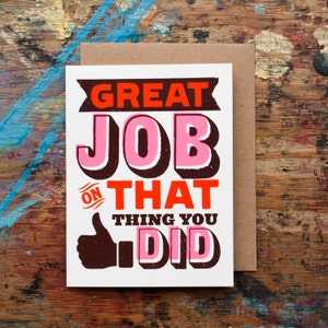 Gran trabajo en esa cosa que le hizo (GRE-01) Rosa serigrafía naranja nuevo trabajo promoción nueva casa carrera graduación grado Diploma tarjetas de felicitación