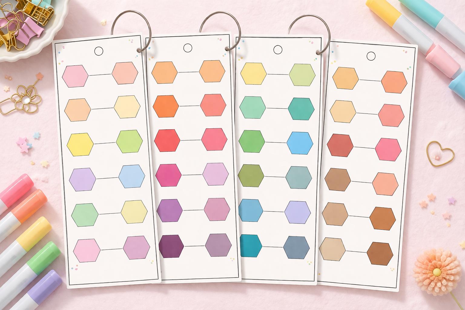 Cuttable Color Sheets Printable Color Swatch Tags Ring Cards A4 Cuttable | Marker Swatch ...