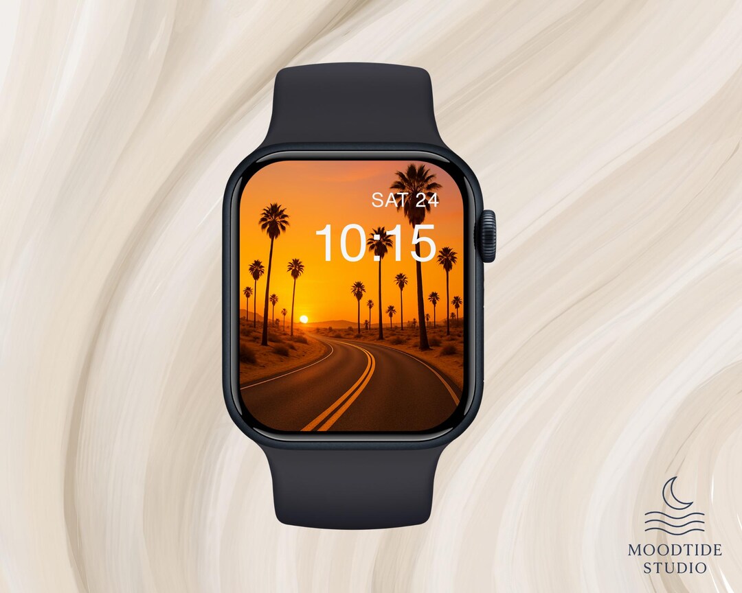 Sunset Palm Road – Aesthetic Apple Watch Wallpaper for Women | Tropical ...