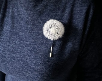 Brooch dandelion, white brooch, brooch flower, silk brooch, brooch pin