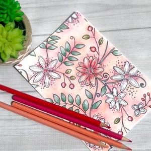 Daisies Greeting Card Download and Print Coloring Page