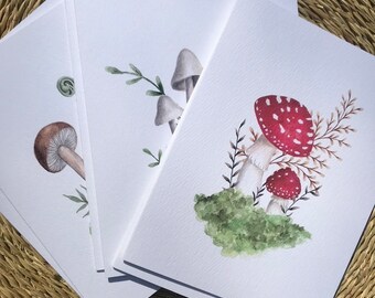 Botanical Art Mushroom Note Cards, Set of 6
