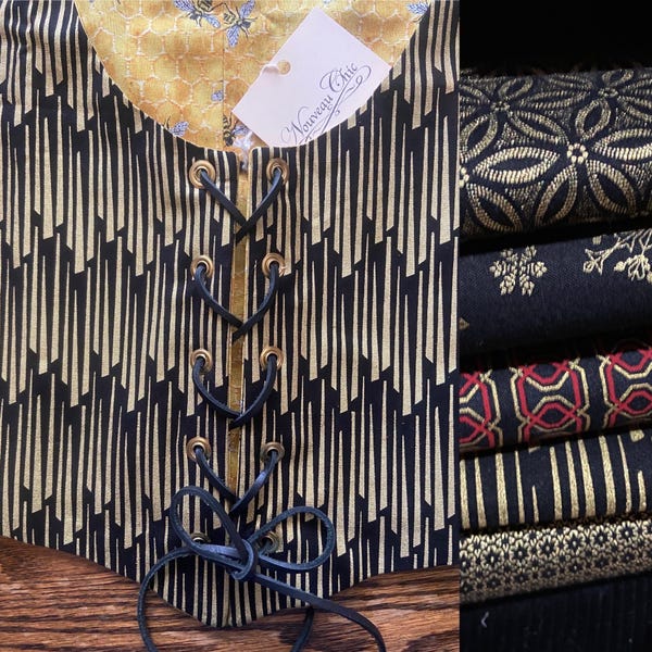 Custom Boned Bodice Gold & Black Corset Colonial Lacing Renaissance Faire