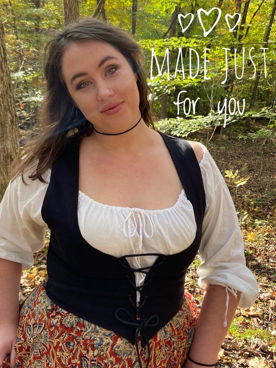 Corset Plus Size White Peasant Blouse Custom Bodice Reversible