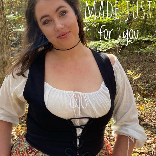 Custom Bodice Reversible Corset Lacing Colonial Renaissance Faire  Cottagecore Fairycore Hobbitcore Vest Farmcore