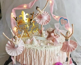 Cake Toppers - Set of 3 PINK Stunning Ballerina 's for your Birthday Cake (3-5days Delivery)