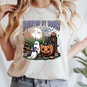 Haunted By Book Shirt, Retro Ghost Reading Books Shirt, Librarian Ghost Halloween, Halloween Teacher Shirt, Halloween Shirt