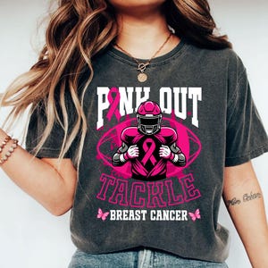 Comfort Colors Pink Out Tackle Shirt, Pink Out Breast Cancer Shirt, Preppy Game Day Shirt, Breast Cancer Awareness Shirt
