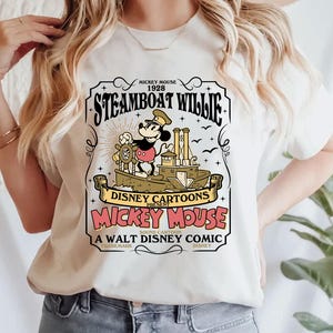 Vintage Steamboat Willie Shirt, Retro Disney Mickey Mouse Cartoon Tee, Classic Magic Kingdom Family Vacation Birthday Shirt