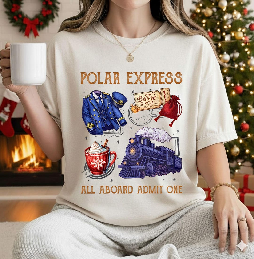 Comfort Colors® Polar Express All Aboard Admit One Shirt, Christmas ...