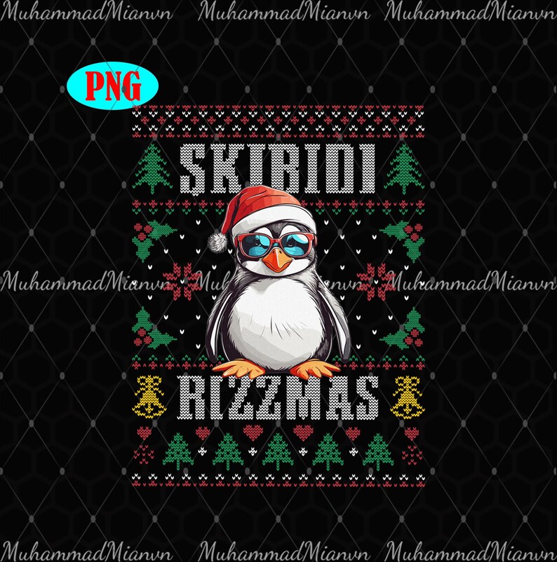 Skibidi Rizzmas Png, Merry Rizzmas Png, Penguin Bruh Xmas Png, Rizz the ...