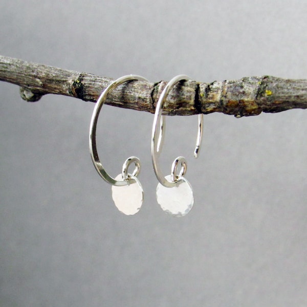 Tiny Sterling Silver Coin Earrings, Dainty Jewelry, Small, Lightweight, Minimalist Style