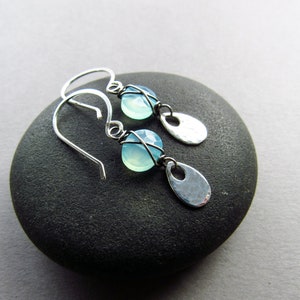 Aqua Chalcedony and Sterling Silver Earrings, Handmade Earrings