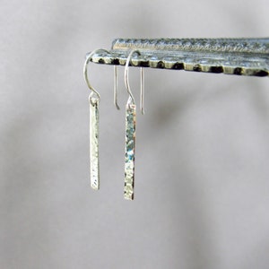 Hammered Sterling Silver Bar Earrings: Lightweight Dainty Jewelry