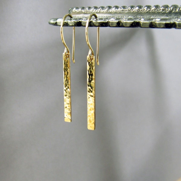 Elegant Gold Bar Earrings, Dainty Jewelry, Lightweight, Everyday, Gift for Her