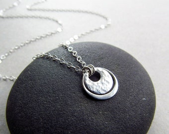 Dainty Silver Circle Necklace, Sterling Silver Disc Necklace, Minimalist Circle Necklace, Everyday Layering Necklace