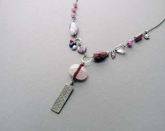 Pink Dreams Necklace, Gemstone Statement Jewelry, One of a Kind