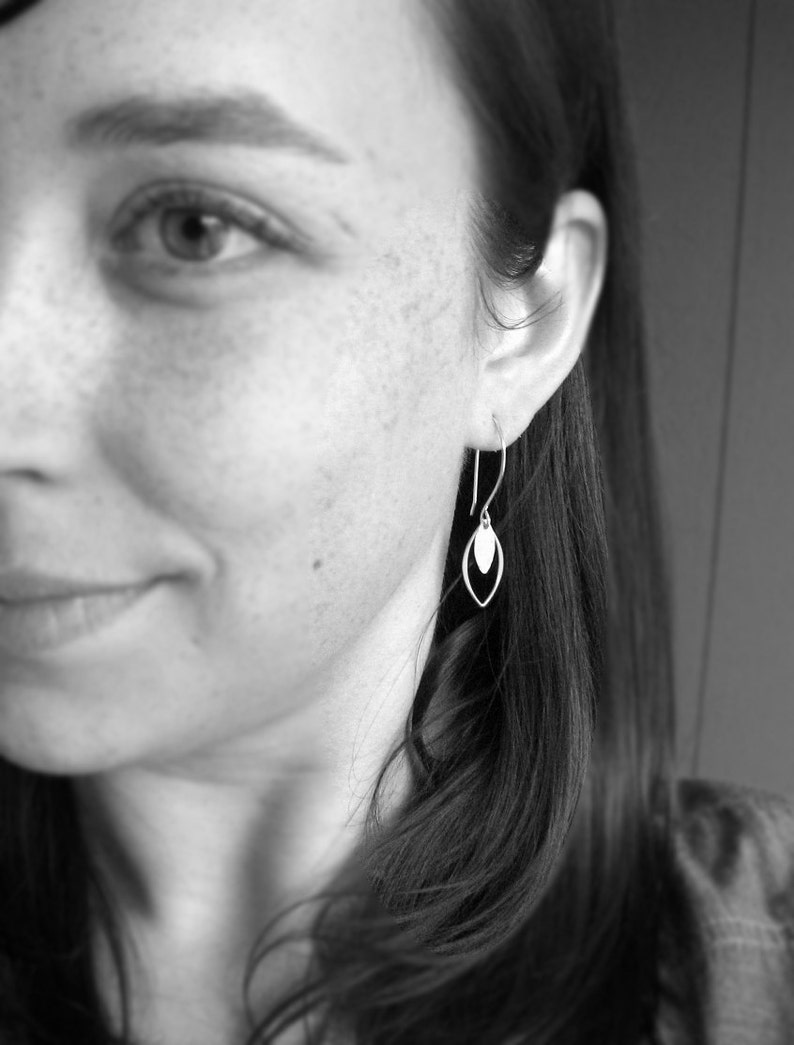 Sterling Silver Leaf Earrings, Elegant Lightweight Earrings, Gift for Her image 3